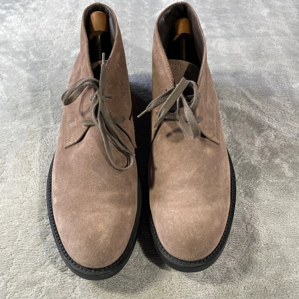 Tods Chukka Boots Shoes Mens 10.5 Light Brown Suede Preppy Office Italy Luxury